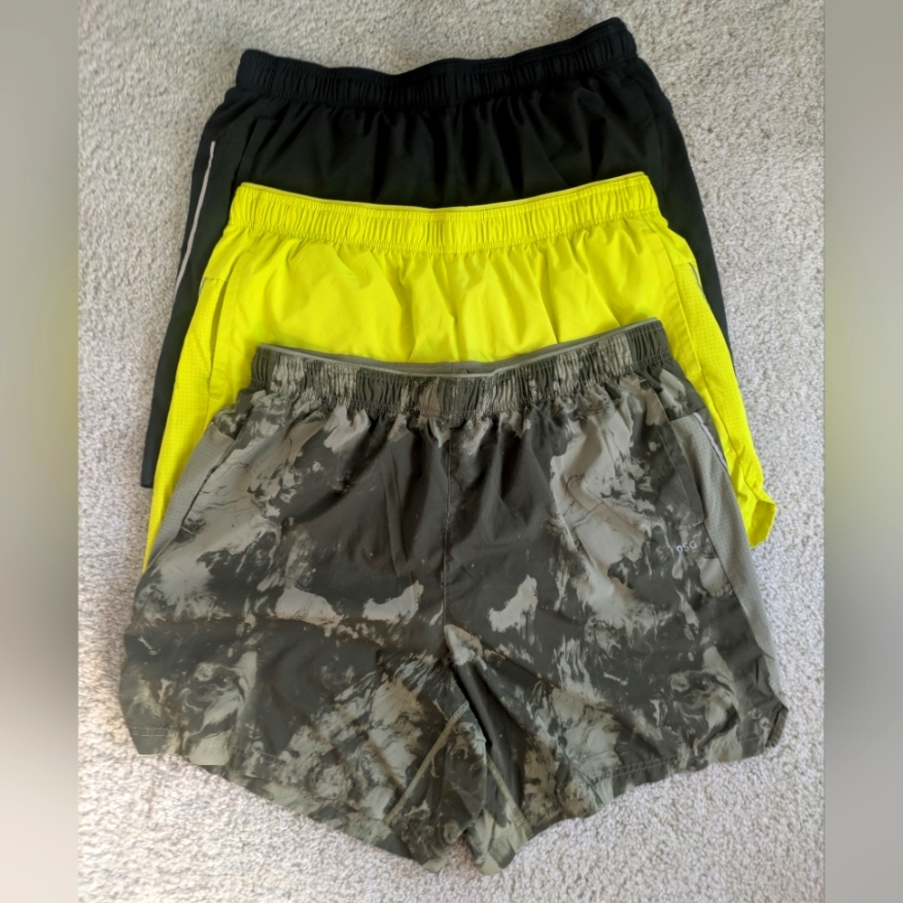 Set of Three Athletic Shorts - Black, Yellow, Camouflage
